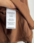 Nation LA 100% Pima Cotton Rust Long Sleeve Slouchy Peasant Blouse Tie Front