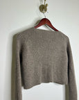 All We Knit is Love 100% Alpaca Tan Neutral Ribbed Cropped Boat Neck Sweater