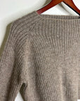 All We Knit is Love 100% Alpaca Tan Neutral Ribbed Cropped Boat Neck Sweater