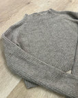 All We Knit is Love 100% Alpaca Tan Neutral Ribbed Cropped Boat Neck Sweater