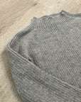All We Knit is Love 100% Alpaca Tan Neutral Ribbed Cropped Boat Neck Sweater