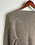 All We Knit is Love 100% Alpaca Tan Neutral Ribbed Cropped Boat Neck Sweater