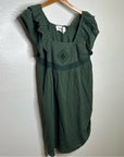 Ba&Sh 100% Cotton Pintucked Cotton Jacquard Green Mini Dress