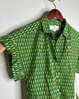 Trovata 100% Cotton Green Multicolor Marianne B Ruffle Sleeve Shirt