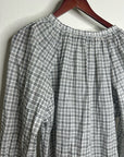 Nili Lotan 100% Cotton Brooke White Black Checkered Plaid Pesant Blouse