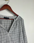 Nili Lotan 100% Cotton Brooke White Black Checkered Plaid Pesant Blouse