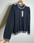 One Grey Day 100% Cashmere Grey Cutout Two Tone Sweater