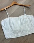 Abercrombie & Fitch Cotton Linen Cream Ruched Tank Cropped Tank Top