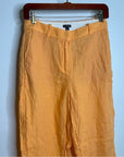 J. Crew Ingrid 100% Linen Orange Straight Leg Trouser Pant