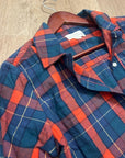 Trovata 100% Cotton India Red Blue Flannel Button Down Collared Shirt Jacket