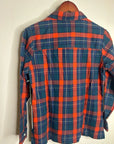 Trovata 100% Cotton India Red Blue Flannel Button Down Collared Shirt Jacket