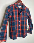 Trovata 100% Cotton India Red Blue Flannel Button Down Collared Shirt Jacket