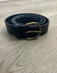 Madewell 100% Genuine Italian Leather Black Gold Hardware Belt