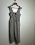 MATE The Label 100% Organic Cotton Poplin Striped Brown Midi Dress