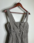 MATE The Label 100% Organic Cotton Poplin Striped Brown Midi Dress