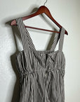 MATE The Label 100% Organic Cotton Poplin Striped Brown Midi Dress