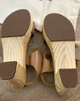 Nisolo All Day Wooden Tan Leather Heeled Clog Sandal