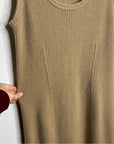 VINCE Cashmere Wool Ribbed Knit Tan Sweater Midi Dress