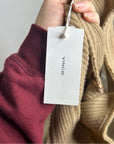 VINCE Cashmere Wool Ribbed Knit Tan Sweater Midi Dress