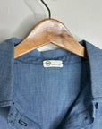AG 100% Cotton Denim Chambray Button Down Tie Front Short Sleeve Boxy Blouse Top