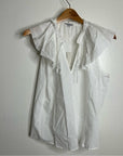Rails 100% Cotton Karysa White Flutter Sleeve Blouse in White