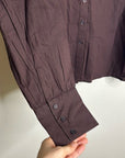 Ex Voto 100% Cotton Chocolate Brown Button Down Long Sleeve Blouse