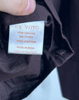 Ex Voto 100% Cotton Chocolate Brown Button Down Long Sleeve Blouse