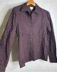 Ex Voto 100% Cotton Chocolate Brown Button Down Long Sleeve Blouse