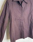 Ex Voto 100% Cotton Chocolate Brown Button Down Long Sleeve Blouse