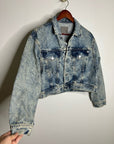 AG 100% Cotton Rigid Denim Acid Wash Cropped Trucker Style Jacket