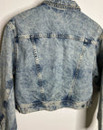 AG 100% Cotton Rigid Denim Acid Wash Cropped Trucker Style Jacket