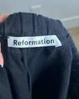 Reformation 100% Linen Black Straight Leg Drawstring Trouser Pant