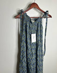 Ex - Voto 100% Cotton Blue Block Print Bohemian Iris Sundress Maxi Flowy