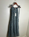 Ex - Voto 100% Cotton Blue Block Print Bohemian Iris Sundress Maxi Flowy