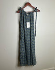 Ex - Voto 100% Cotton Blue Block Print Bohemian Iris Sundress Maxi Flowy