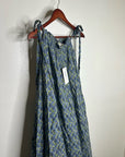 Ex - Voto 100% Cotton Blue Block Print Bohemian Iris Sundress Maxi Flowy