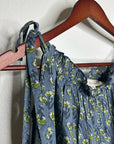 Ex - Voto 100% Cotton Blue Block Print Bohemian Iris Sundress Maxi Flowy