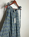 Ex - Voto 100% Cotton Blue Block Print Bohemian Iris Sundress Maxi Flowy