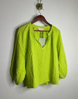 Nation LA 100% Cotton Gauze Bright Green Peasant Style Mimi Blouse
