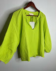 Nation LA 100% Cotton Gauze Bright Green Peasant Style Mimi Blouse