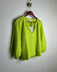 Nation LA 100% Cotton Gauze Bright Green Peasant Style Mimi Blouse