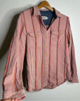 Outerknown 100% Organic Cotton Pink Striped Button Down Blanket Shirt