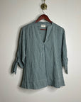 MIRTH 100% Cotton Green Gingham Short Sleeve Oversized Tunic Blouse