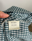 MIRTH 100% Cotton Green Gingham Short Sleeve Oversized Tunic Blouse