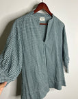 MIRTH 100% Cotton Green Gingham Short Sleeve Oversized Tunic Blouse