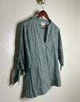 MIRTH 100% Cotton Green Gingham Short Sleeve Oversized Tunic Blouse