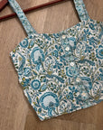 Rachel Zoe 100% Linen Blue Paisley Peacock Print Button Down Tank Top