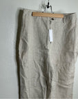 Reformation 100% Linen Freddie Straight Leg Trouser Pant in Oatmeal