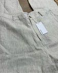 Reformation 100% Linen Freddie Straight Leg Trouser Pant in Oatmeal