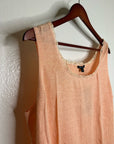 NWT Lafayette 148 100% Linen Salmon Pink Knit Textured Lace Tank Top